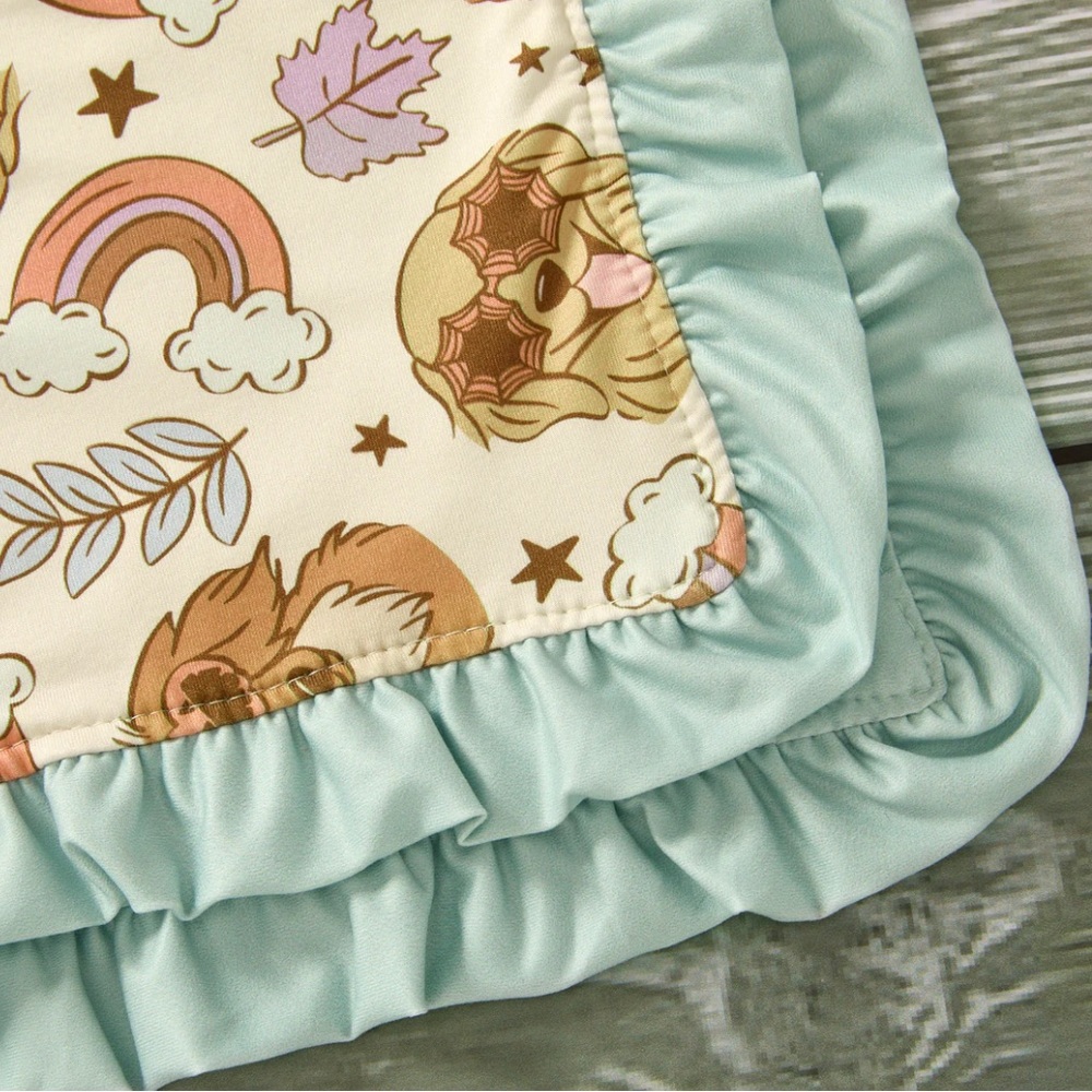 Aqua and Beige Dog Print Throw Blanket